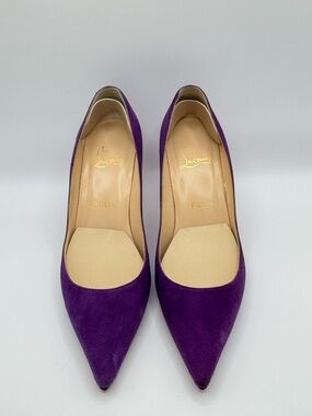 Christian Louboutin Purple Suede Pointed-Toe Pumps Kate 85